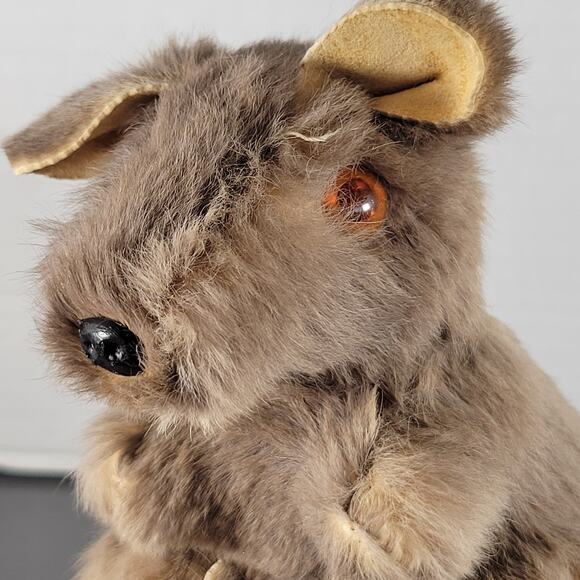 Vintage Real Fur Kangaroo Plush Toy with Joey, Brown 10" Stuffed Animal - Picture 13 of 16